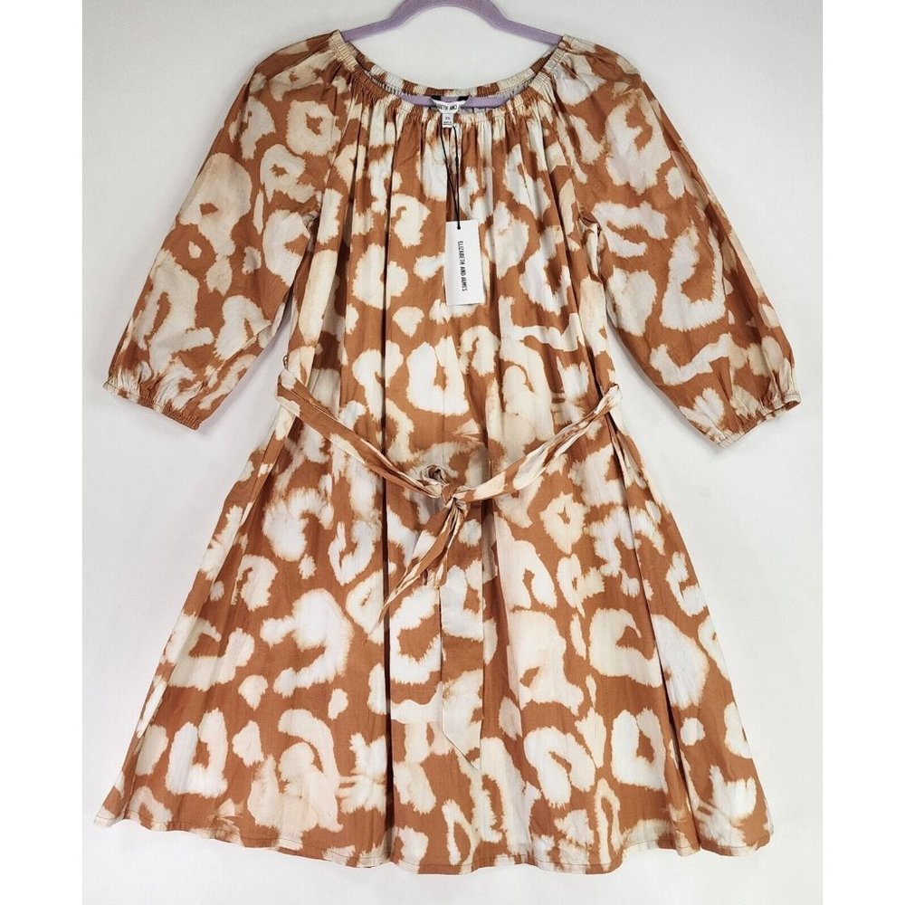 Elizabeth‎ And James Dress Womens XS Tie Dye Animal Print Off Shoulder Casual